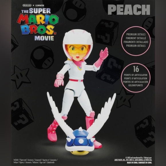The Super Mario Bros. Movie 5" PEACH Action Figure Series 2 w Blue Shell - Picture 3 of 7